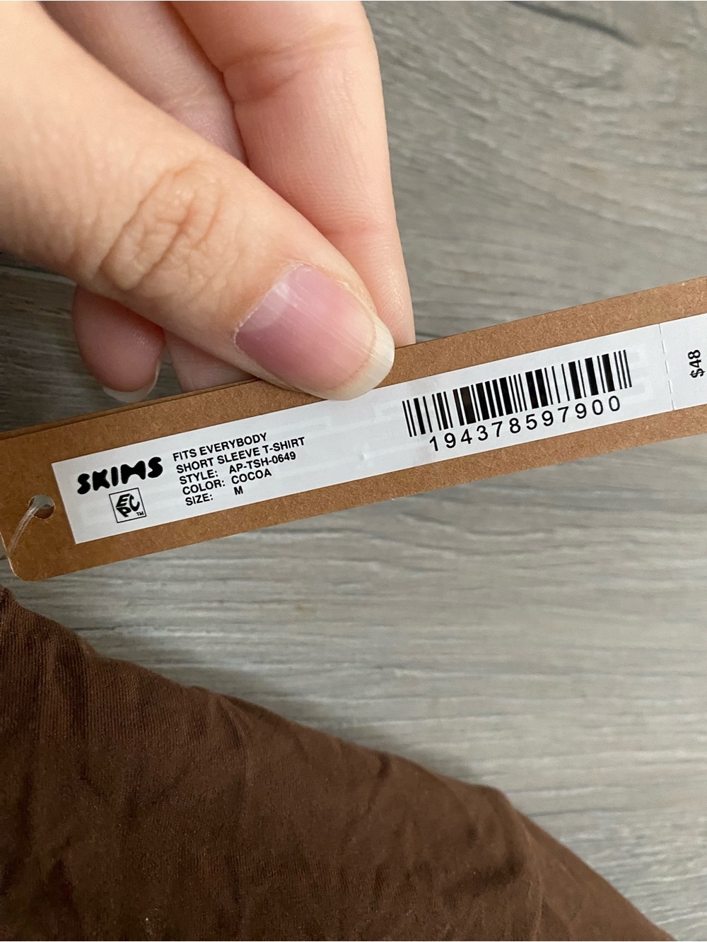 Skims Fits Everybody Short Sleeve Tee NWT Cocoa - Picture 4 of 5